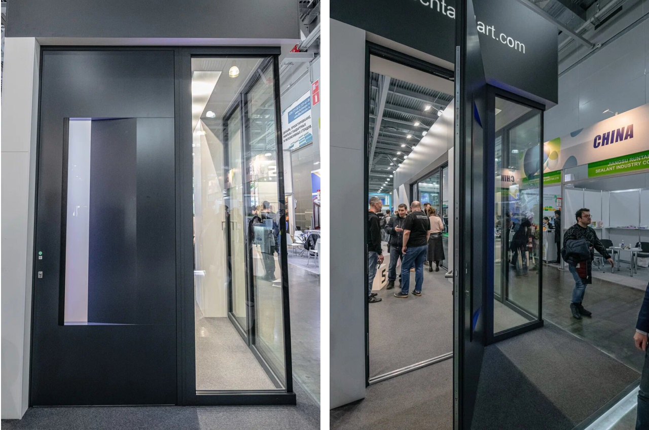 На MosBuild компания SCHTANDART представила набирающее популярность решение: дверь из алюминиевого профиля высотой 3 метра с многозапорным замком KFV BS 2300